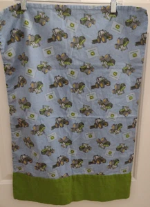 John Deere Standard Bed Pillow Case Tractors Farm Blue and Green - Picture 1 of 5