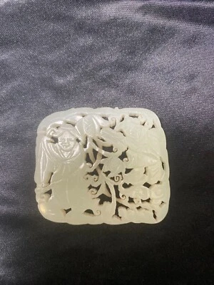 Placa de jade tallada hueca dinastía Qing china Foto 1 de 4