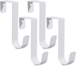 4 Pack Over The Door Hooks, Sturdy Metal Single White Door Hanger Hooks, 7Lbs - Picture 1 of 2