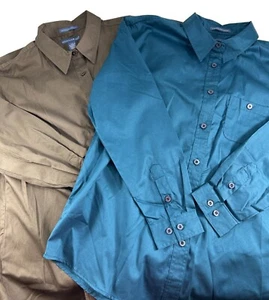 Mountain Lake Womens Shirts Lot 2 Large Brown Blue Button Front Long Sleeve New - Picture 1 of 12