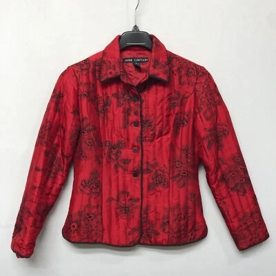 Chaqueta Anne Carson Mujer 100% Seda Botón Frontal Talla Pequeña Floral M208-17 Foto 1 de 4