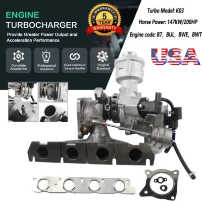 For Audi A4 2.0T B7 BUL BWE BWT K03 2005 2006 2007 2008 2009 Turbo Turbocharger Foto 1 de 4