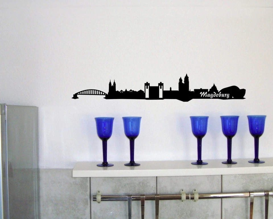 30cm Wandsticker Magdeburg Skyline Wandaufkleber Wandtattoo Sticker Aufkleber - Bild 1 von 1