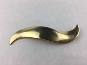 Vintage Collectible Minimalist Swoosh Wave Gold Tone Pin Brooch 3 3/4" - Picture 1 of 2