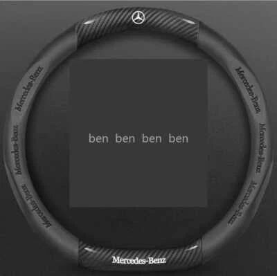 15" D-Shape Car Steering Wheel Cover For Mercedes Benz Carbon Fiber + Black - Image 1 of 4