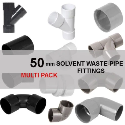 BATHROOMSANDTAPS QUALITY MULTIPACK 50 mm Solvent Waste pipe fittings | black | grey | white