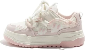 Cute Heart Shoes Flat Sneakers Thick Laces Sport Casual Shoes for Women US 5.5 - Picture 1 of 7