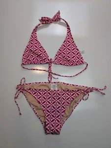 Lands End Pink Mixed Print Neckholder Bikini Set Medium/Small 2 Stück Badeanzug - Bild 1 von 8