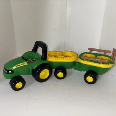 Tomy John Deere Music Sounds Hayride Preschool Toy Tractor and 2 Trailers - Image 1 of 4