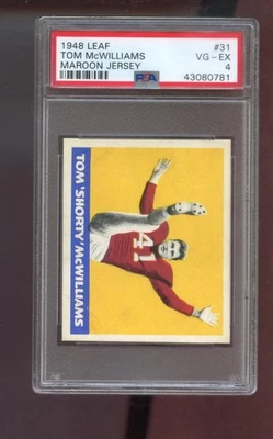 1948 Leaf #31 Tom McWilliams Maroon Jersey PSA 4 Graded Football Card NFL - Image 1 of 2