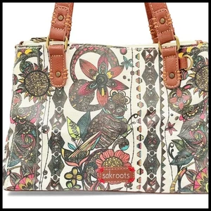 Bolso de mano Sakroots Artist Circle pequeño con estampado floral de búho recubierto de tela de aceite - Imagen 1 de 10
