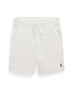 Polo Ralph Lauren Terry con coulisse corta ragazzo grande S/8 bianca tinta unita tasche laterali - Foto 1 di 17