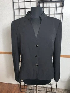 TAHARI Arthur S. Levine L/S 3 Button Black Career Jacket Size 16 - Picture 1 of 5