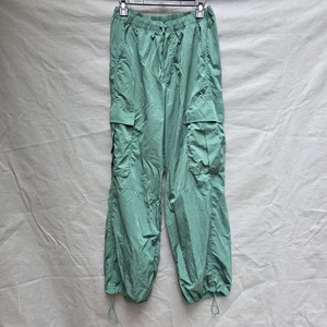 Offline Aerie Baggy Cargo Pants Green Tie Jogger Elastic Waist Sz M Chill Moves - Picture 1 of 6