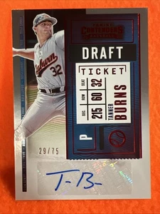 TANNER BURNS 2020 CONTENDERS BASEBALL DRAFT TICKET RED /75 AUTO GUARDIANS - Picture 1 of 2