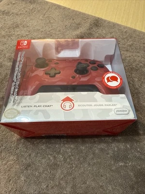 PDP, Faceoff Deluxe+ Audio Wired Controller, Nintendo Switch, Red Camo - NEW - Image 1 of 4