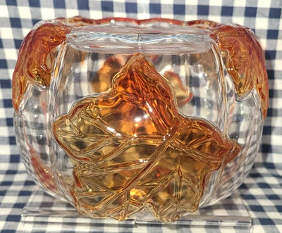 NUEVO Candelabro de calabaza transparente con hojas de 3 mechas pedestal baño y cuerpo funciona Foto 1 de 2