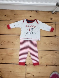 Mothercare Baby Boy Nautical Boat Red White Stripe Blue Pyjamas Track Suit Top - Picture 1 of 11