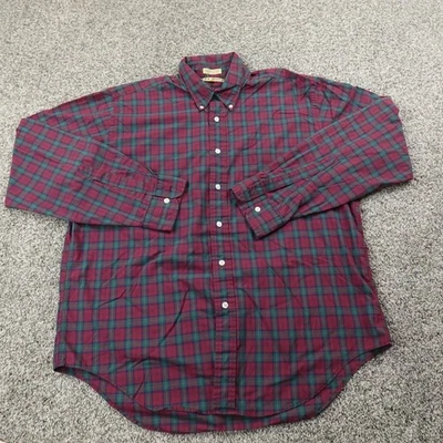 VTG LL Bean Shirt Mens 17 XL Red Green Tartan Plaid Button Down Long Sleeve 90s - Image 1 of 4