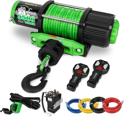Cabrestante eléctrico 5500 pulgadas 12 V ATV/UTV con cuerda sintética, 2 piezas control remoto inalámbrico a Foto 1 de 4