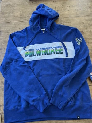 全新带标签 Milwaukee Bucks '47 品牌城市版羊毛头条连帽衫运动衫  — 第 1/4 张图片