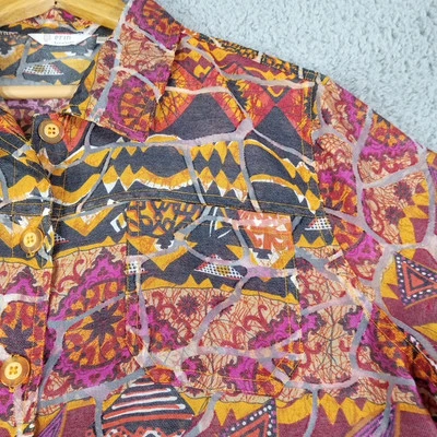 Blusa Top Erin London Para Mujer Talla Grande Multicolor Con Botones Transparente Arte Boho Foto 1 de 4