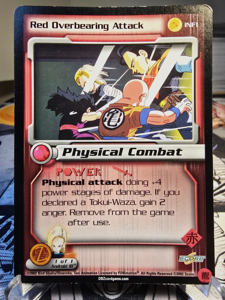 DBZ CCG DRAGON BALL Z RED OVERBEARING ATTACK INF1 INFOGRAMES SCORE PROMO 2002 MP - Image 1 of 2