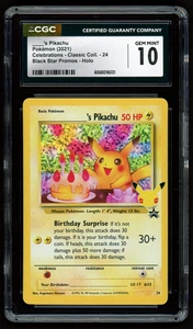 CGC 10 - Cumpleaños Pikachu #24 Holo Celebraciones Colección Clásica Pokemon 25 - Imagen 1 de 3