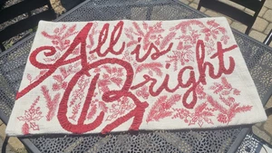 POTTERY BARN Embroidered Ivory Zip Close Lumbar Pillow Cover All Is Bright EUC - Picture 1 of 10