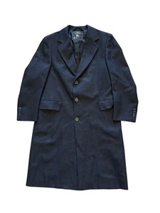 Hart Schaffner Marx Tweed Gray Overcoat Peacoat Pure Virgin Wool Trench Coat - Picture 1 of 14
