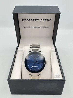 Reloj Hombre Geoffrey Beene Colección Zafiro Azul Tono Plateado FUNCIONA GB8188SL Foto 1 de 4