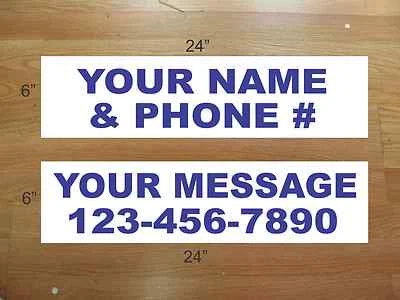 10 6"x24" White & Blue REAL ESTATE NAME RIDER SIGNS CUSTOM LOWEST PRICE NEW - Image 1 of 2