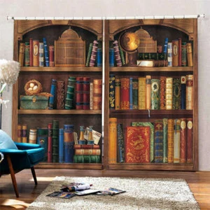 Antiguos Libros Verdes Torre Dorada Impresión 3D Cortinas de Bloqueo Ventana de Tela - Imagen 1 de 8