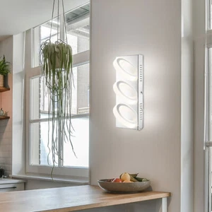 Design LED Lampada Parete Ospiti Camera Naturale Illuminazione Anello Argento - Foto 1 di 6