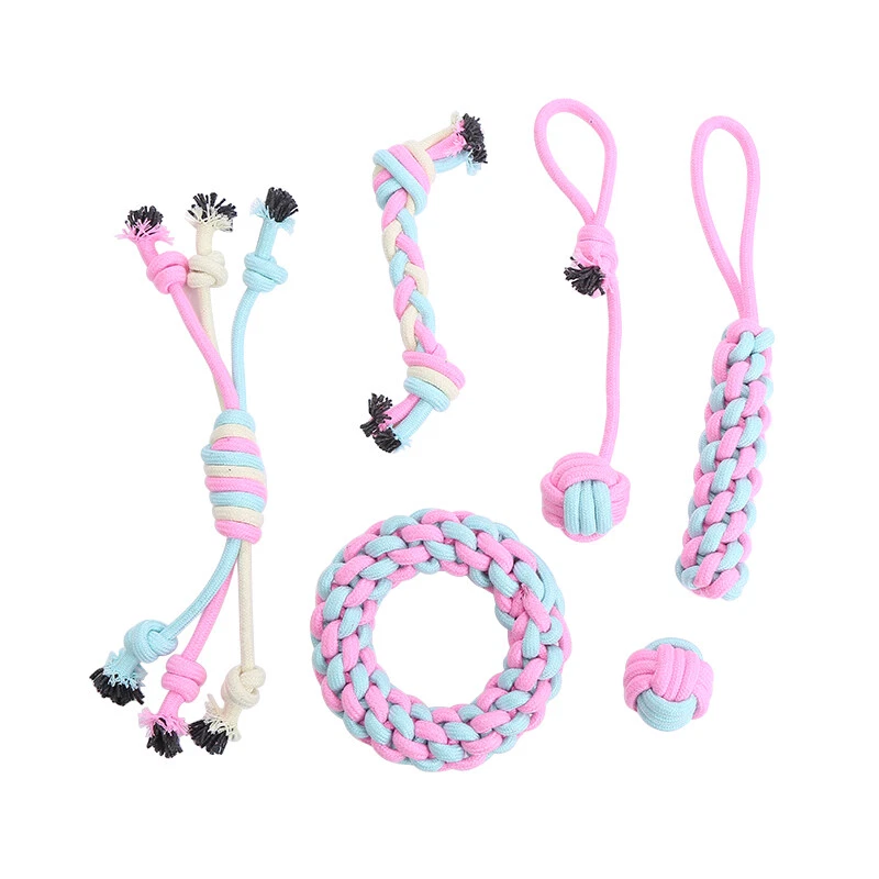 6 Pack Braided Rope Durable Dog Toys for Small Medium Large Dogs Interactive  - Image 1 of 4