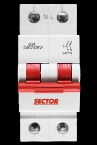 SECTOR 63 AMP DOUBLE POLE MAIN SWITCH DISCONNECTOR 648119 - Picture 1 of 6