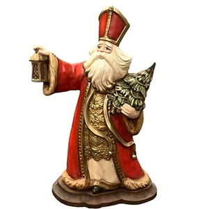 Vintage handbemalte Nikolaus mit Laterne Keramik Figur Weihnachtsmann - Bild 1 von 7