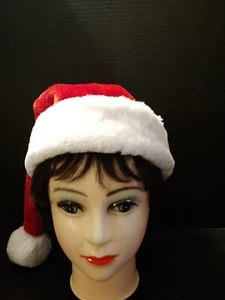 FREE 10 Christmas Unisex Adult Small  Kids 18" Plush Red Velvet Santa Claus Hat - Picture 1 of 4