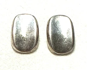 Pendientes de clip rectangulares vintage de plata de ley, firmados - Imagen 1 de 6