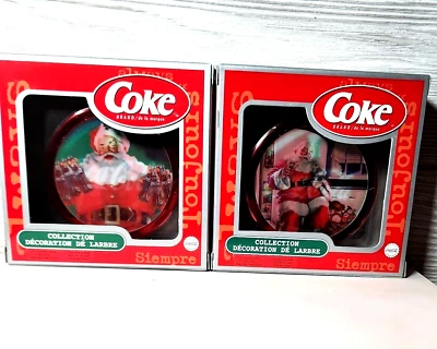 Coca-Cola Trim A Tree Collection Red 2 Sided Disk Ornaments NIB Santa - Image 1 of 4