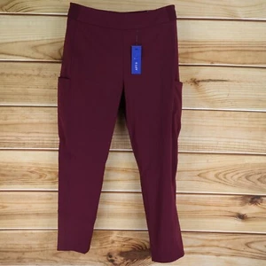 Apt. 9 Pants Womens Size 12P Maroon Stretch Elastic Waist Pockets Mid Rise NWT - Picture 1 of 7