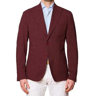 SARTORIA PARTENOPEA Red Wool-Silk-Linen Peak Lapel Jacket NEW Current Model - Image 1 of 4