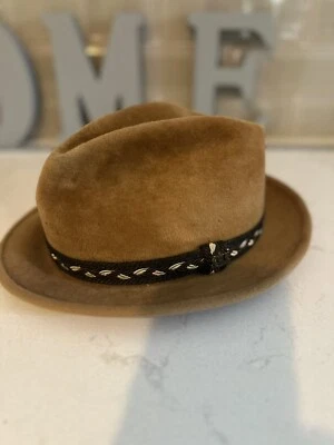 VTG Mens "Stetson" Fedora (The Sovereign) Tan Braided Band size 7 Jazz Hat - Image 1 of 4
