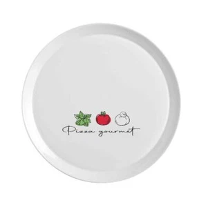 Set 6 Piatti da Tavola Pizza Ronda in Vetro Opale Decoro Ingredienti 33 cm - Imagen 1 de 1