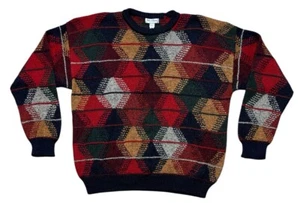 Vintage Herren BULLOCK & JAMES Multicolor Geometric 100% Alpaca Pullover XL 90’s - Bild 1 von 2