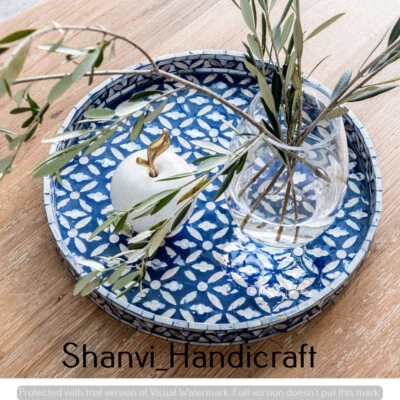 Handmade Bone Inlay Tray Decorative Tray Serving Tray Home Decor Purpose Antique - Image 1 of 4