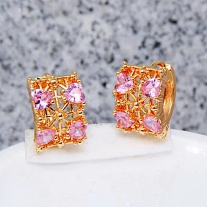Dameohrringe bildhübsche Ohrringe Blumen vergoldet Gold K18/750er Rosa Topas - Bild 1 von 3