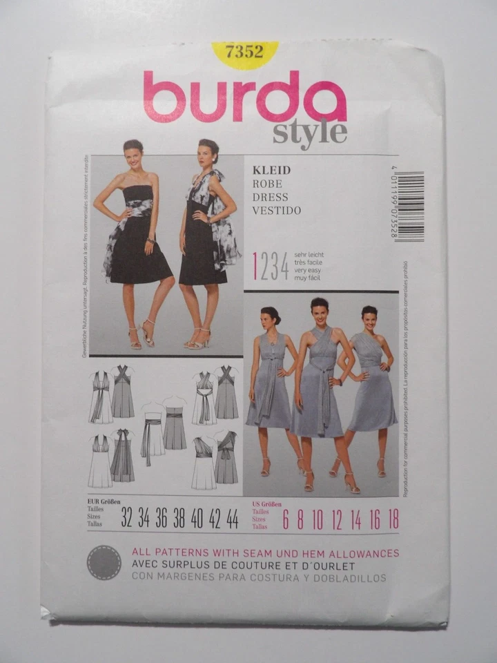 Burda 7352 Misses' Very Easy Infinite Dress Sewing Pattern Sizes 6 Thru 18