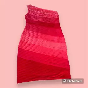 Tadashi Shoji Womens XL Ombré Pink One Shoulder Knee Length Bodycon Dress - Picture 1 of 8