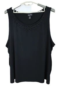 NEW MAGGIE BARNES Women's Stretch Poly Tank Top 3D Decor Black Size 4X 30W 32W - Picture 1 of 13